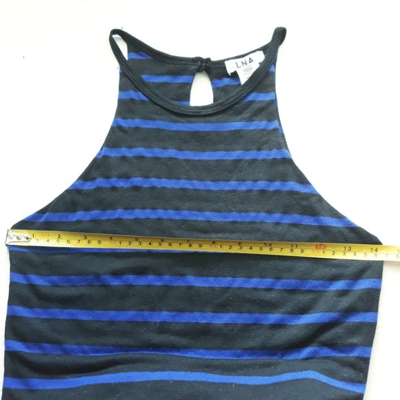 LNA Black Blue Striped Bodycon Midi Dress Sz S - Picture 6 of 9